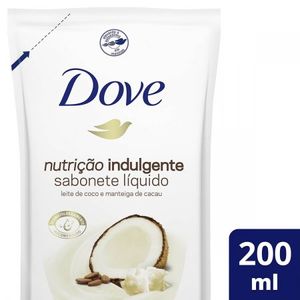 Sabonete Dove Nutrição Indulgente leite de coco, refil, líquido com 200mL