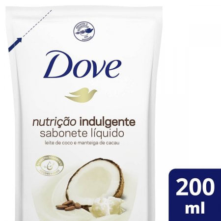 Sabonete Dove Nutrição Indulgente leite de coco, refil, líquido com 200mL - Imagem 1