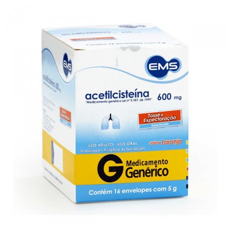 Acetilcisteína 600mg Granulado - 16 Envelopes com 5 g Sabora laranja - Imagem 1