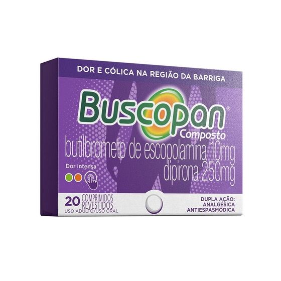 Buscopan Composto 250mg + 10mg - Caixa com 20 Comprimidos Revestidos - Imagem 1