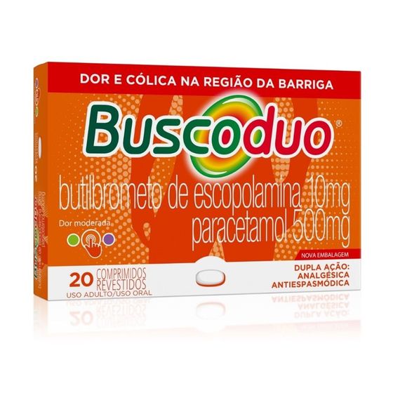 Buscoduo 10mg + 500mg - Caixa com 20 Comprimidos Revestidos - Imagem 1