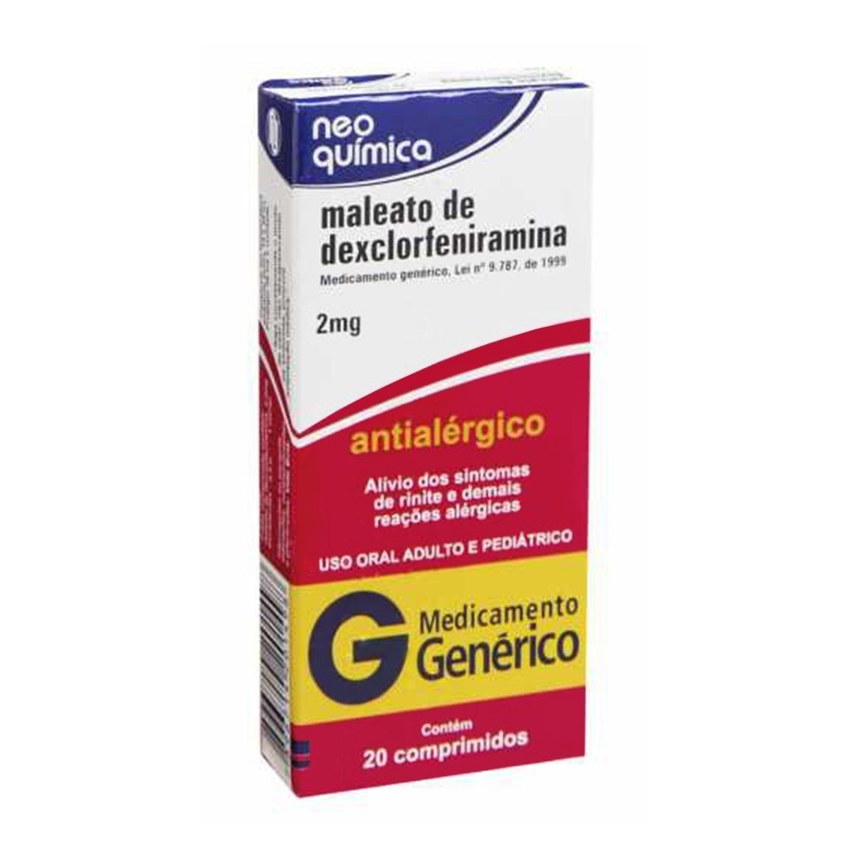 Maleato de Dexclorfeniramina 2mg - 20 Comprimidos - Imagem 1