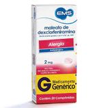 Maleato de Dexclorfeniramina 2mg - 20 Comprimidos