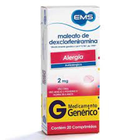 Maleato de Dexclorfeniramina 2mg - 20 Comprimidos - Imagem 1