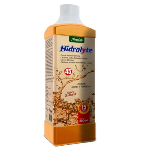 Hidralyte 22.75mg/mL + 0.98mg/mL + 2.05mg/mL + 2.16mg/mL Solução Oral Sabor Guaraná - Frasco com 500 mL - Imagem 1