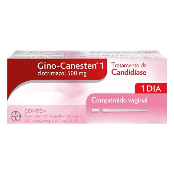 Gino Canesten 500mg Comprimido Vaginal Caixa com 1 Comprimido + Aplicador - Imagem 1
