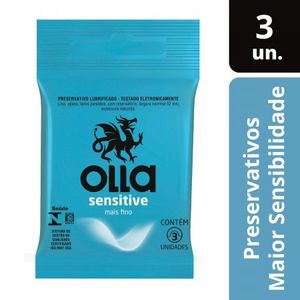 Preservativo Olla Lubrificado Sensitive, 3 Unidades