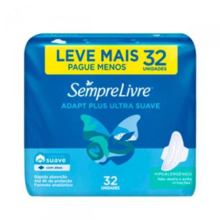 Absorvente Adapt Plus Suave Sempre Livre Com Abas, 32 Unidades, Leve Mais Pague Menos - Imagem 1