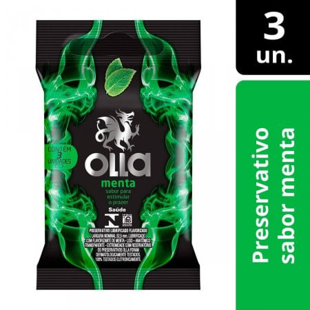 Preservativo Olla Lubrificado Menta, 3 Unidades - Imagem 1