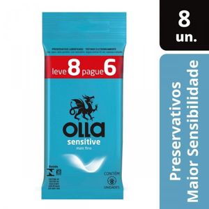 Preservativo Olla Lubrificado Sensitive, Leve 8 E Pague 6, 8 Unidades