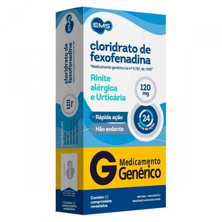 Cloridrato de Fexofenadina 120MG Comprimido revestido - Caixa com 10 Comprimidos - Imagem 1