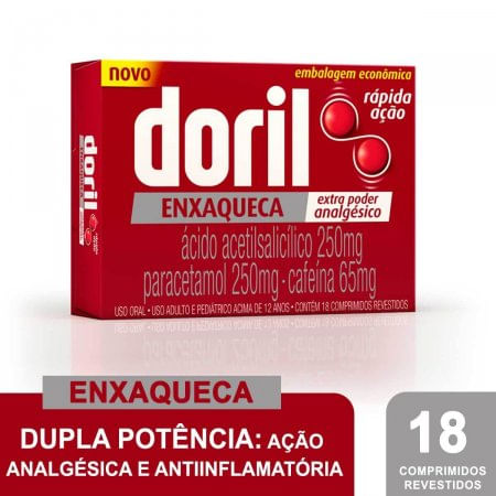 Doril Enxaqueca 250MG + 250MG + 65MG Comprimido revestido - Caixa com 18 Comprimidos - Imagem 1