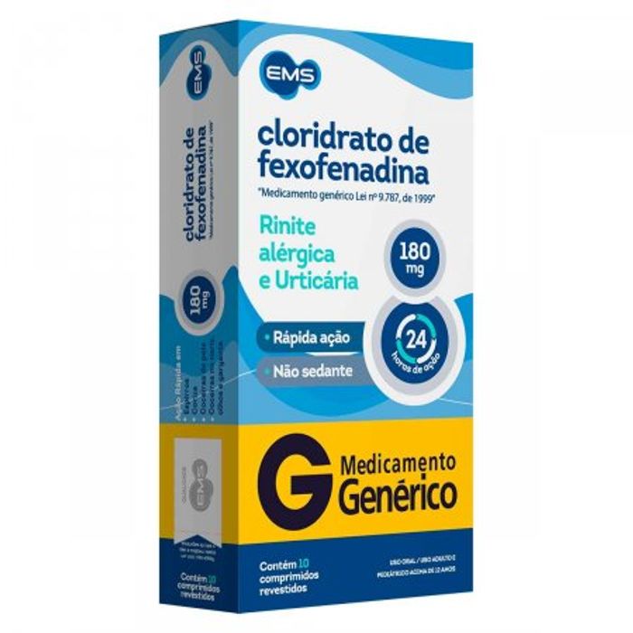 Cloridrato de Fexofenadina 180MG Comprimido revestido - Caixa com 10 Comprimidos - Imagem 1