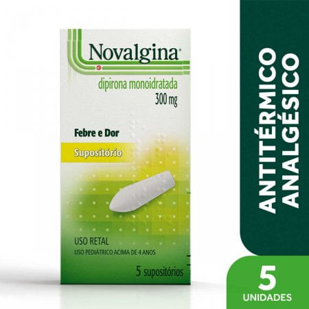 Novalgina 300mg Supositório - Caixa com 5 Supositórios - Imagem 1
