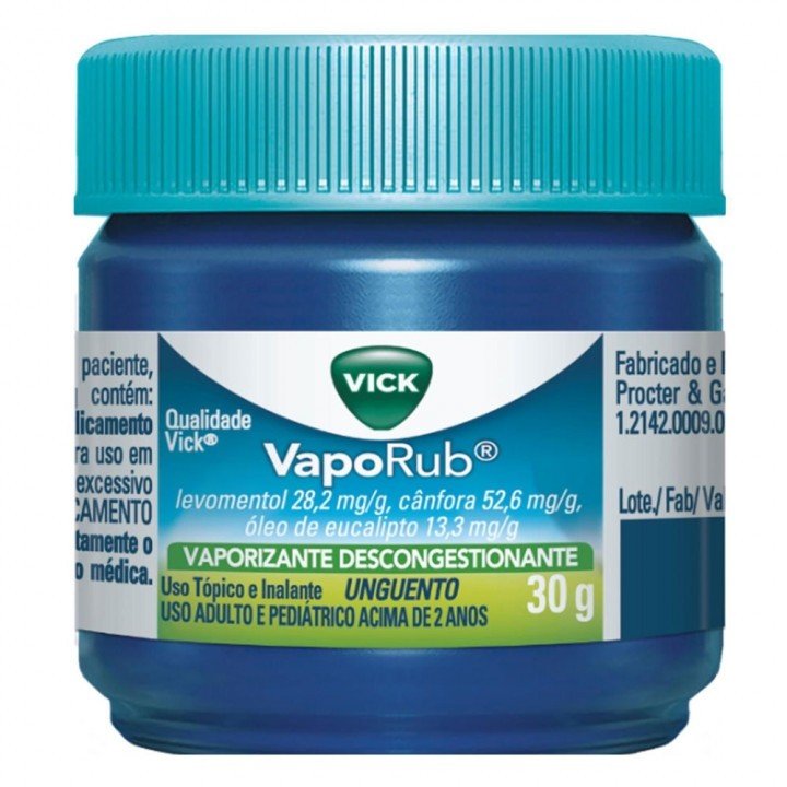 Vick Vaporub 28.2MG/G + 52.6MG/G + 13.3MG/G Unguento - Pote com 30 g - Imagem 1