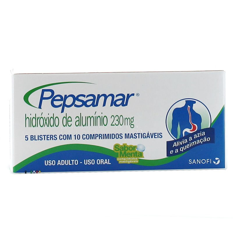 Pepsamar 230MG Comprimido mastigável - Caixa com 50 Comprimidos - Imagem 1