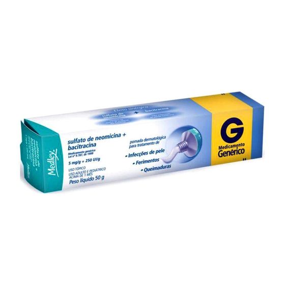 Sulfato de Neomicina + Bacitracina 5MG/G + 250UI/G Pomada dermatológica - Bisnaga com 50 g - Imagem 1