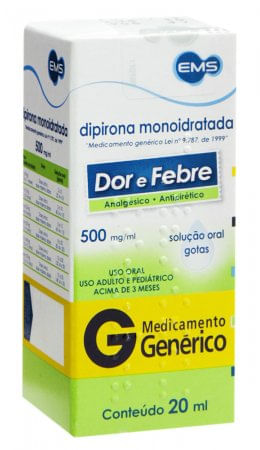 Dipirona Sódica 500MG/ML Solução oral (gotas) - Frasco com 20 mL - Imagem 1
