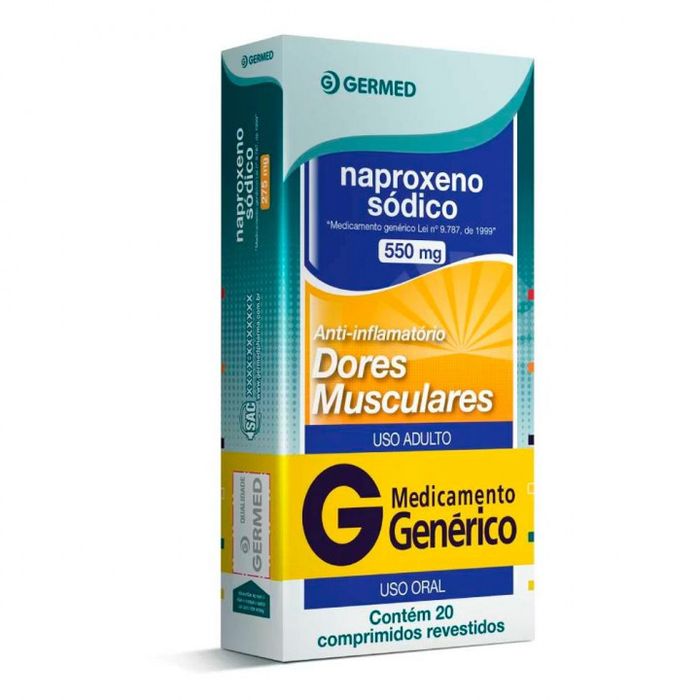 Naproxeno Sódico 550MG Comprimido revestido - Caixa com 20 Comprimidos - Imagem 1