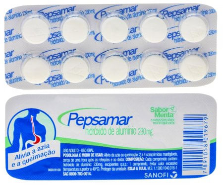 Pepsamar 230mg Comprimido Mastigável - Caixa com 10 Comprimidos - Imagem 1