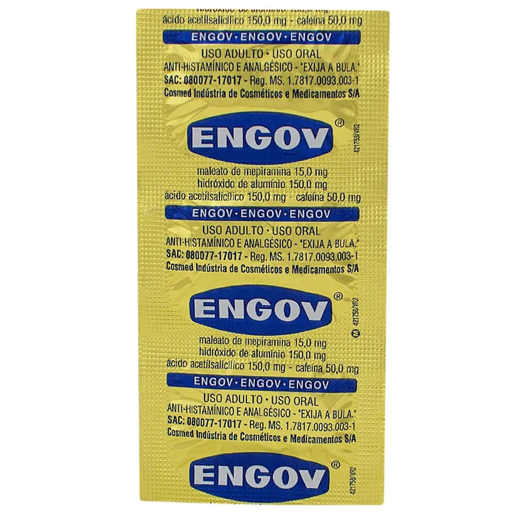 Engov 150MG + 50MG + 150MG + 15MG Comprimido - Envelope com 6 Comprimidos - Imagem 1
