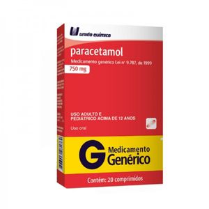 Paracetamol 750mg - Caixa com 20 Comprimidos