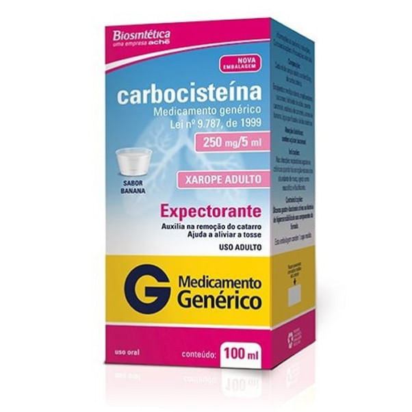 Carbocisteína 250mg/5ml Xarope Adulto - Frasco com 100 mL - Imagem 1
