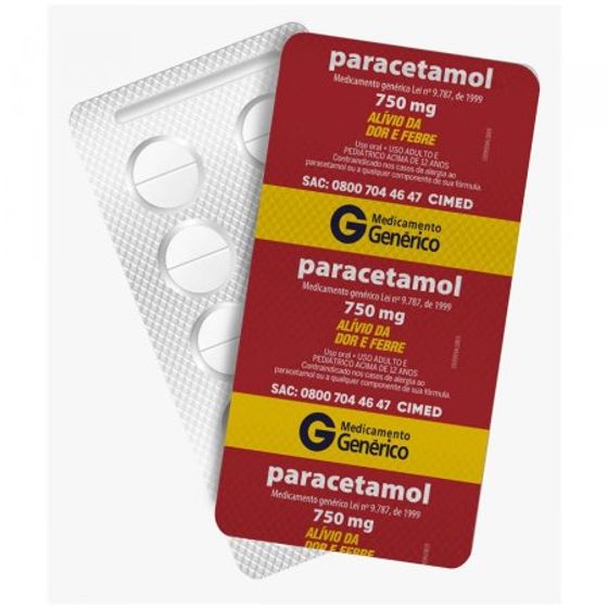 Paracetamol 750MG Comprimido - Caixa com 10 Comprimidos - Imagem 1