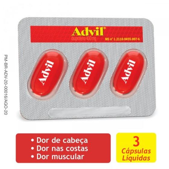 Advil 400mg - Blíster com 3 Cápsulas Moles - Imagem 1
