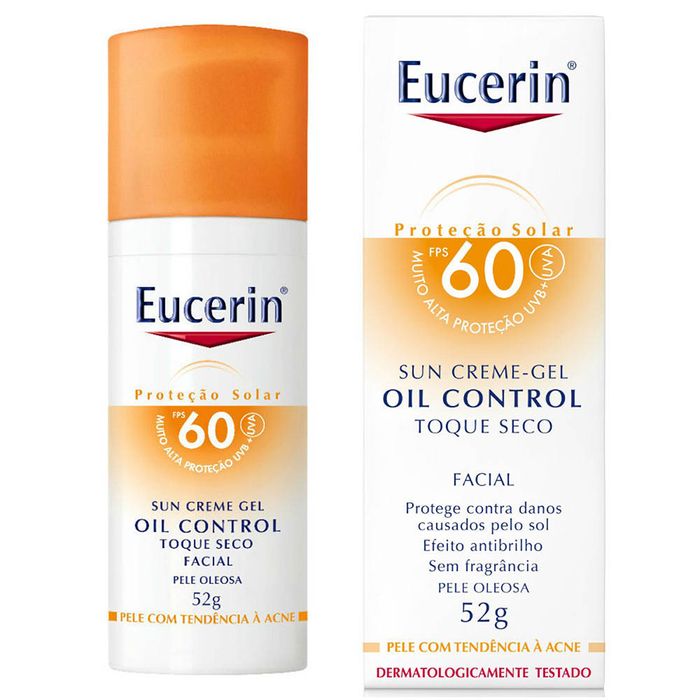 Protetor Solar Facial FPS60 Eucerin Oil Control para Peles Oleosas 52g - Imagem 1
