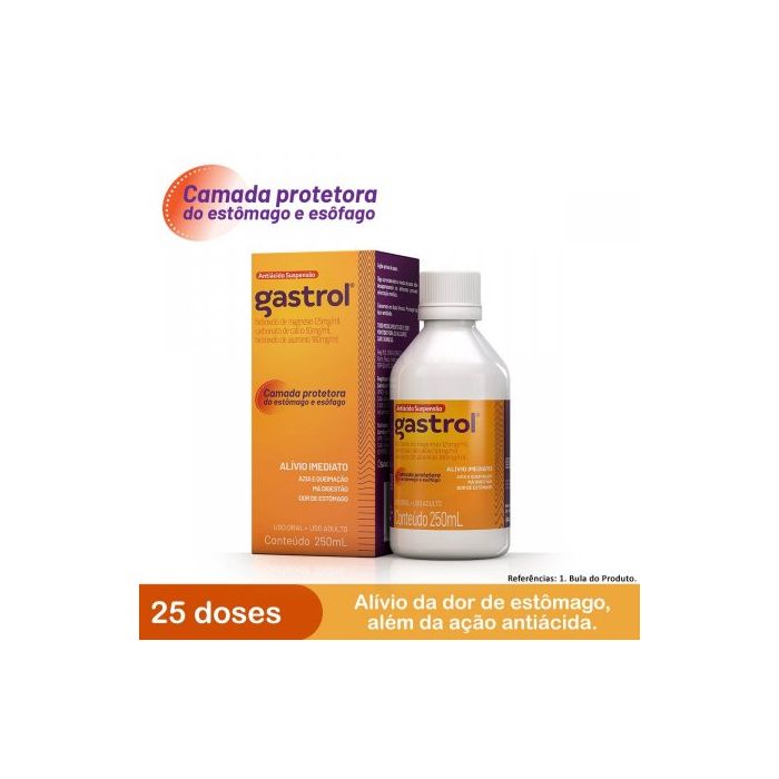 Gastrol 50MG/ML + 180MG/ML + 125MG/ML Suspensão oral - Frasco com 250 mL - Imagem 1