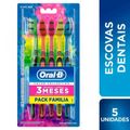 Escova de dente oral-b color collection macia pack família com 5 unidades
