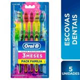 Escova de dente oral b color collection macia pack família com 5 unidades