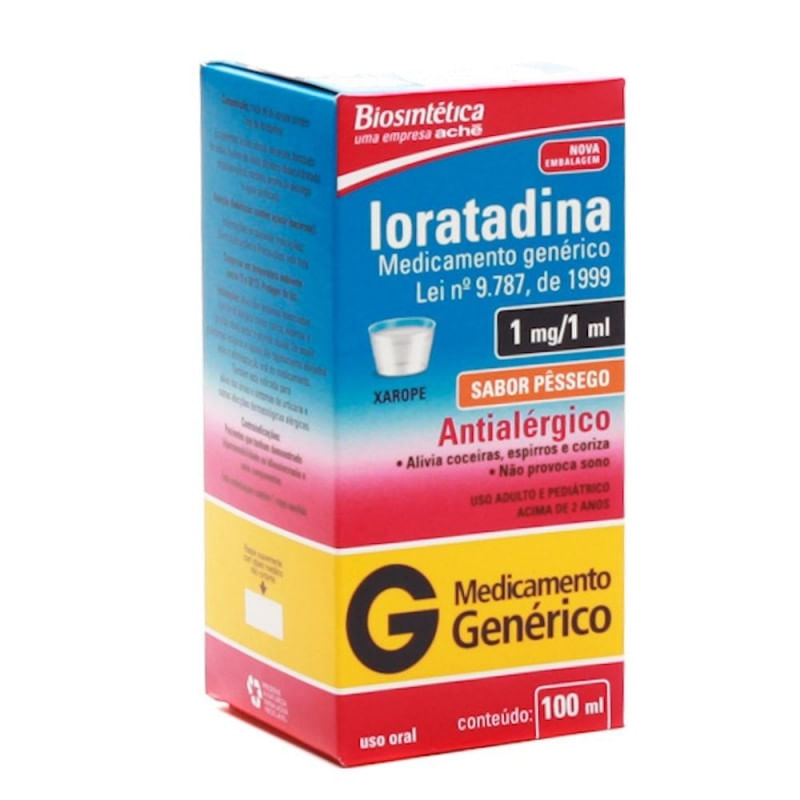 Loratadina 1mg/mL Xarope - Frasco com 100 mL - Imagem 1