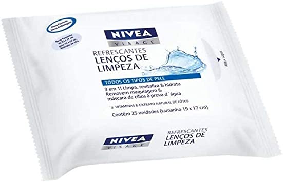 Lenco de Limpeza Demaquilante 3 Em 1 Nivea 25 Unidades - Imagem 1