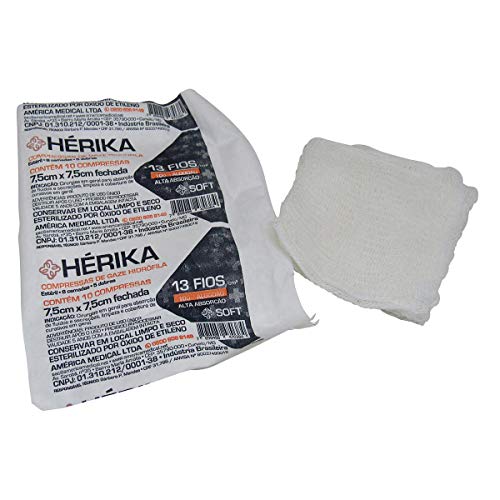 Compressa De Gaze Estéril 13 Fios 7.5Cm X 7.5Cm Herika América - Imagem 1