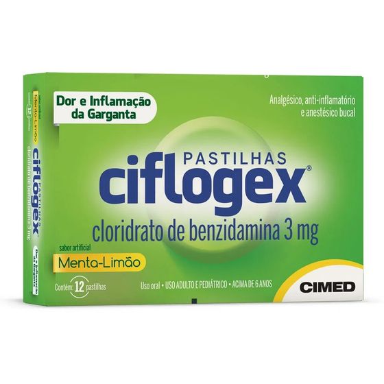 Ciflogex 3mg Pastilha Sabor Menta e Limão - Caixa com 12 Pastilhas - Imagem 1