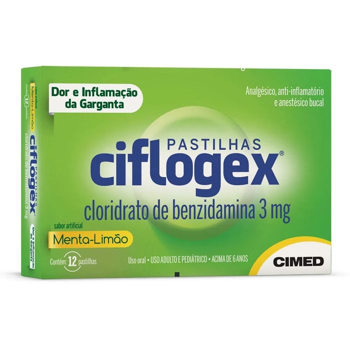Ciflogex 3mg Pastilha Sabor Menta e Limão - Caixa com 12 Pastilhas - Imagem 1