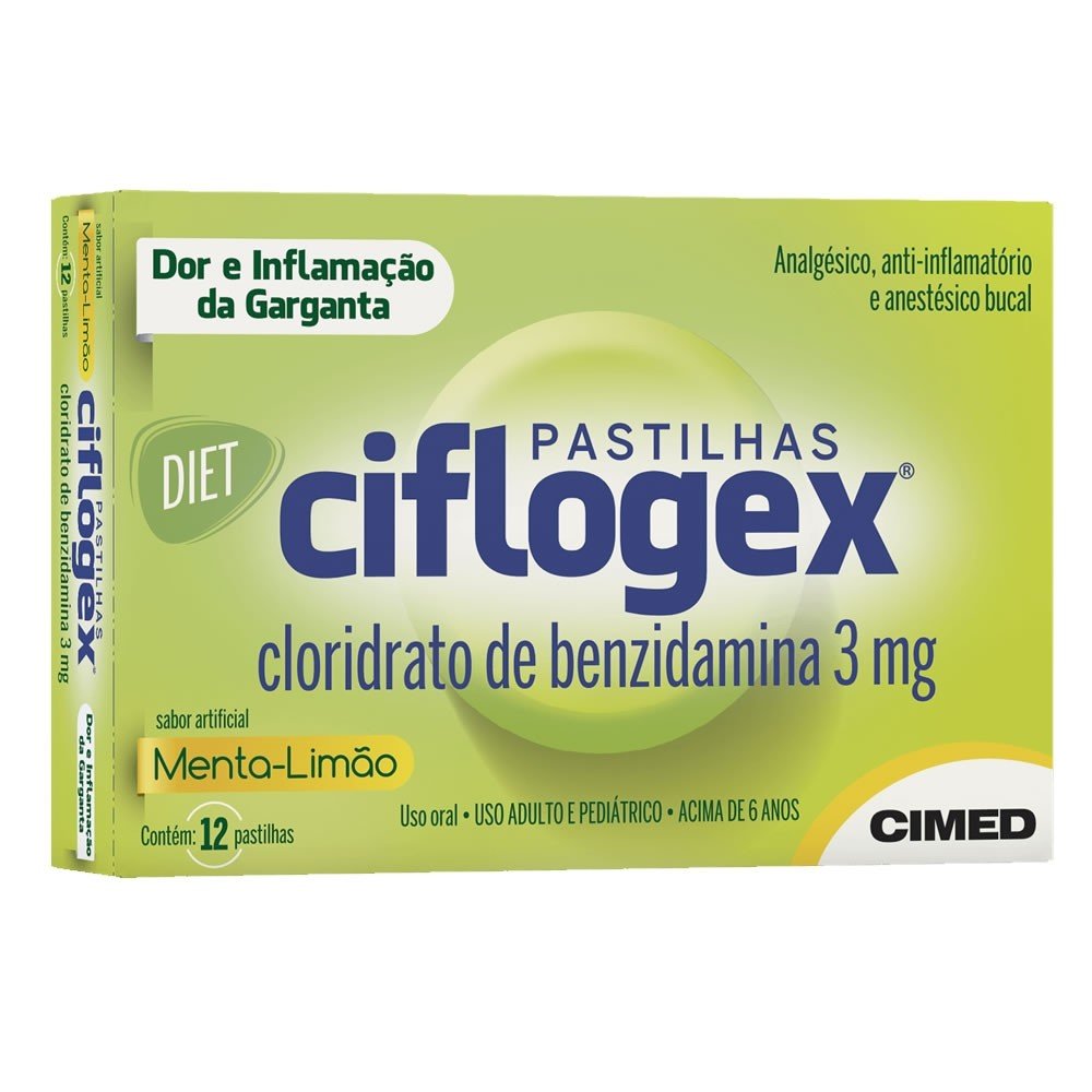 Ciflogex 3mg Pastilha Sabor Menta - Caixa com 12 Pastilhas - Imagem 1