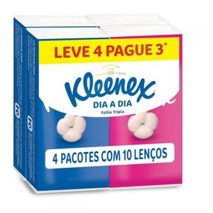 Pack Lenço De Papel Folha Tripla Suave Kleenex Dia A Dia Pacote Leve 4 Pague 3 Unidades