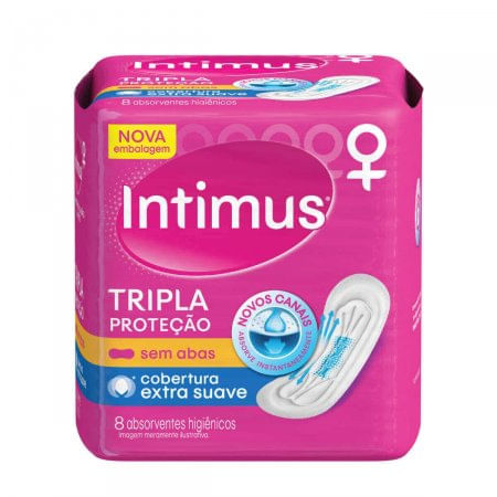 Absorvente Sem Abas Extra Suave Intimus Tripla Proteção Pacote 8 Unidades - Imagem 1