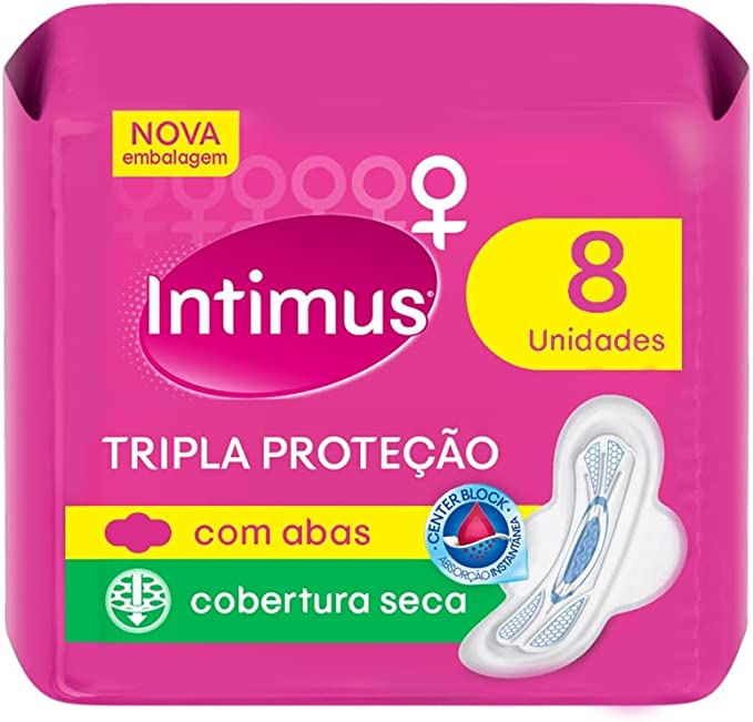 Absorvente Intimus Gel Tripla Protecao Cobertura Seca Com Abas, 8 Unidades - Imagem 1