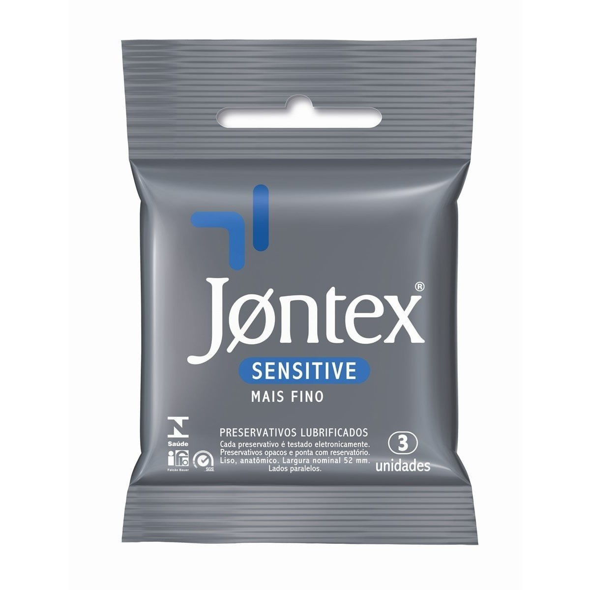 Preservativo Jontex Lubrificado Sensitive, 3 Unidades - Imagem 1