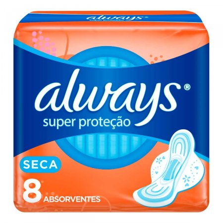Absorvente Always Super Protecao Seca, Com Abas Com Abas, 8 Unidades - Imagem 1