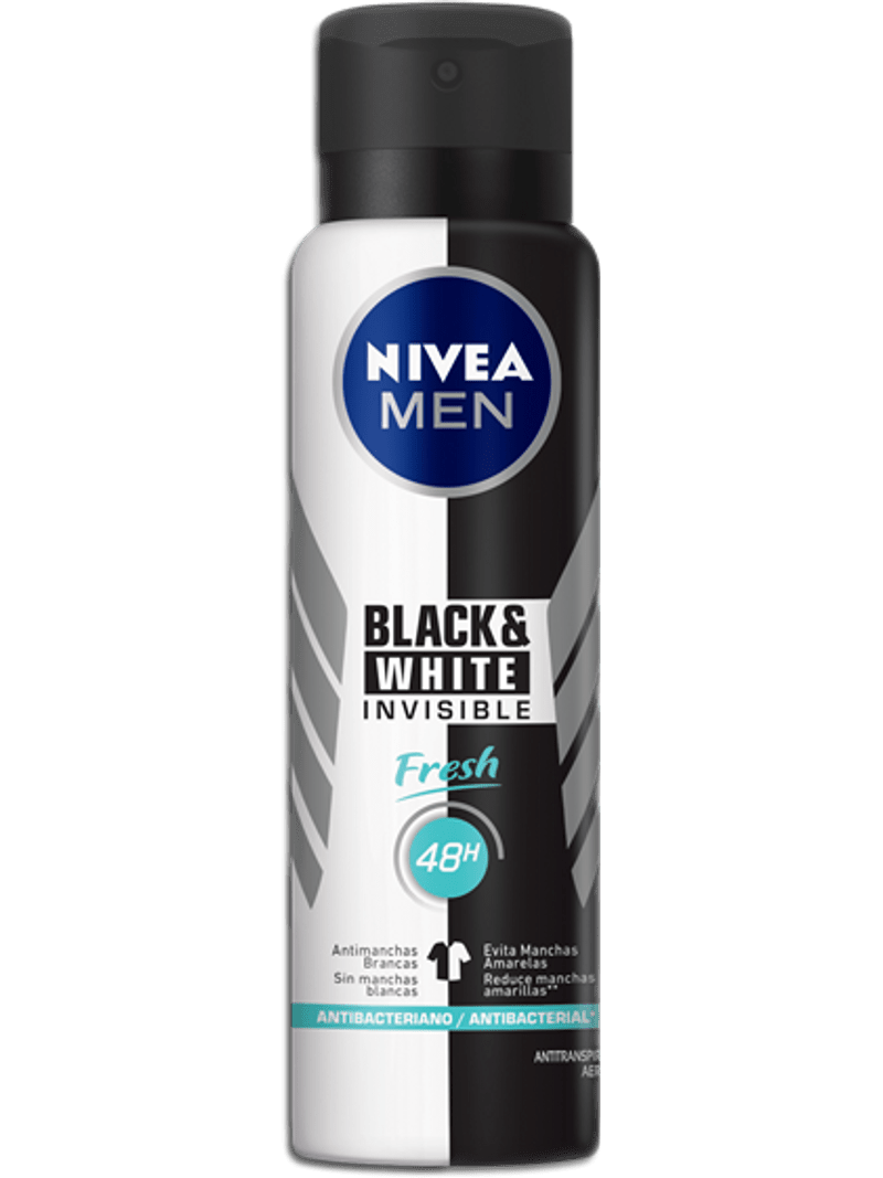 Desodorante Masculino Nivea Men Invisible For Black And White Fresh Aerosol Com 150ml - Imagem 1