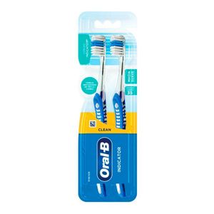 Escova Dental Oral B Indicator Plus Nº 35 Macia, 1 Unidade, Azul Kit com 2 unidades