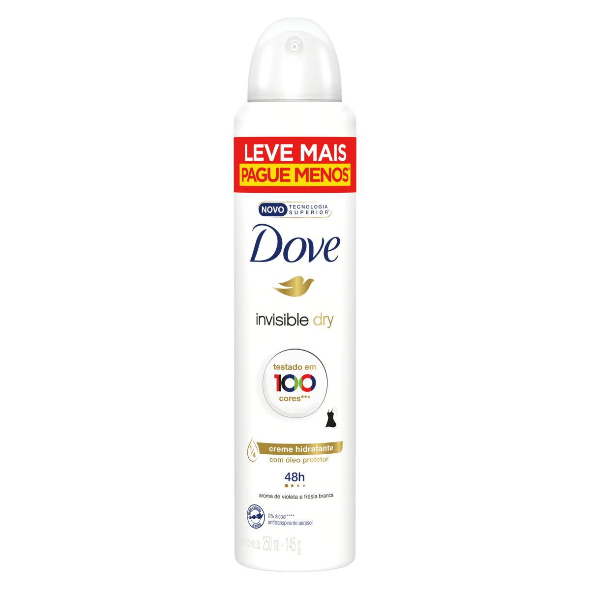 Antitranspirante Aerossol Invisible Dry Violeta E Frésia Branca Dove 250Ml Leve Mais Pague Menos - Imagem 1