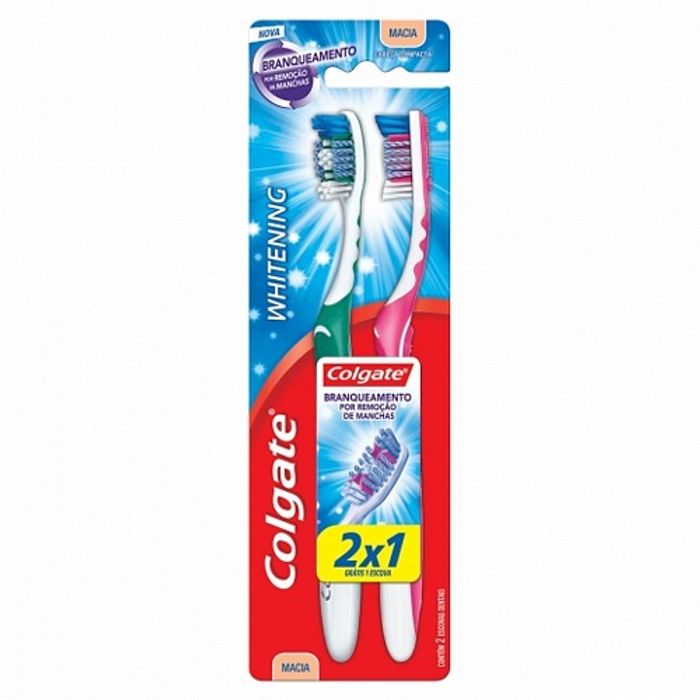 Escova Dental Macia Whitening Colgate Cabeça Compacta 2 Unidades - Imagem 1
