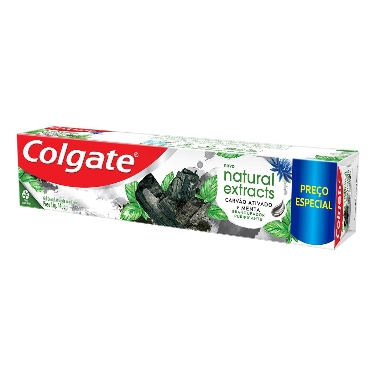 Gel Dental Carvão Ativado Menta Colgate Natural Extracts Caixa 140G - Imagem 1
