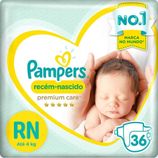 Fraldas Pampers Recém-Nascido Premium Care RN 36 Unidades